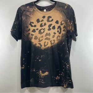 One 24 Rags Leopard Print Bleach Splatter T-Shirt | Medium | Distressed